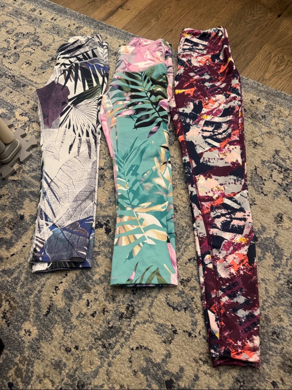 Printed Active Leggings - Teal Floral, Multicolor Options
